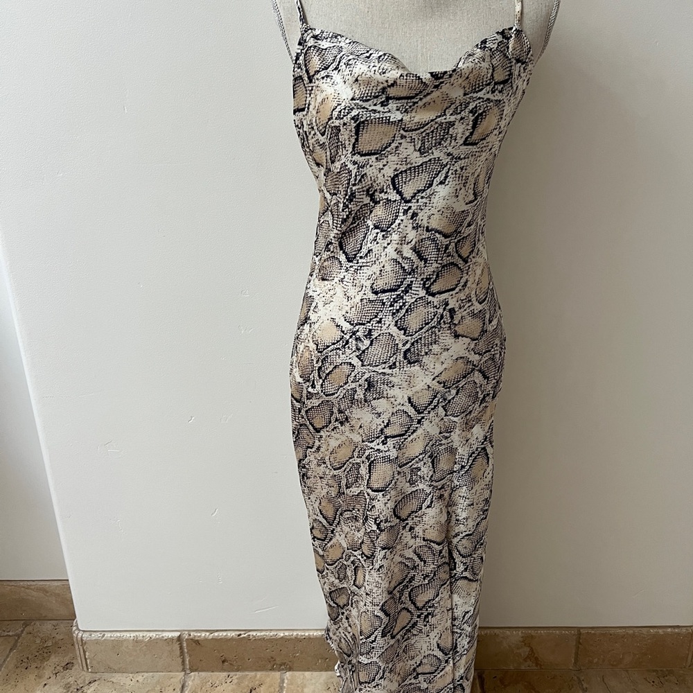 PAPER HEART MAXI DRESS, snake print, size small, NWOT